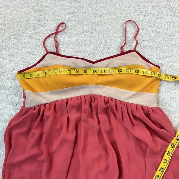 Margo and Sebastian chiffon high low dress in pink and yellow, 13 - Picture 5 of 9